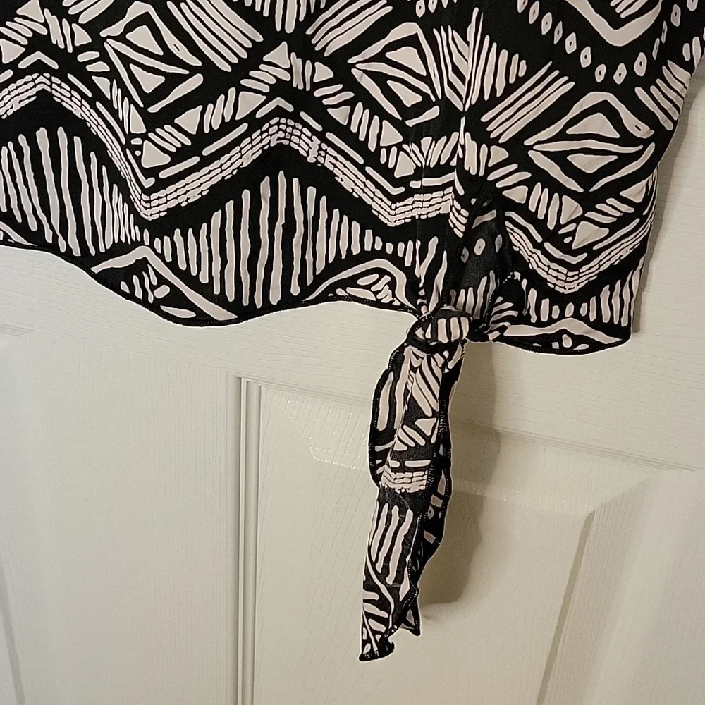 Shannon Ford New York Blouse Black White XL New Short Sleeve